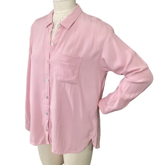 J. Jill Button-Front Shirt Pink Rayon Mother-of-Pearl/Shell Buttons Sz PL #228G - Picture 5 of 9